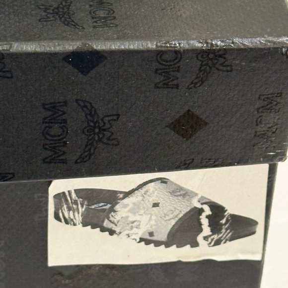 MCM Black and Silver Logo Slide Sandals ~ Size 10 ~ Worn Once - Picture 5 of 11